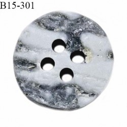 Bouton 15 mm couleur gris marbré 4 trous diamètre 15 mm épaisseur 3.5 mm prix à l'unité