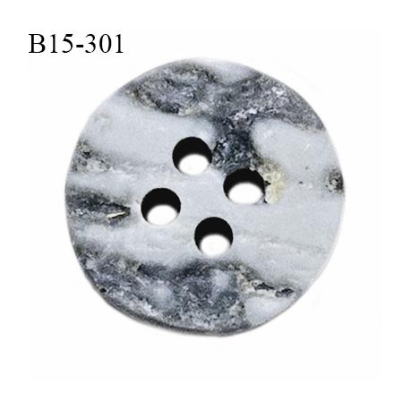 Bouton 15 mm couleur gris marbré 4 trous diamètre 15 mm épaisseur 3.5 mm prix à l'unité