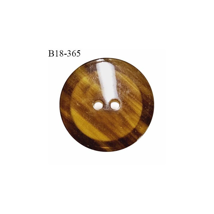 Bouton 18 mm couleur naturel nacré et marron fabriqué en France 2 trous diamètre 18 mm épaisseur 3 mm prix au mètre