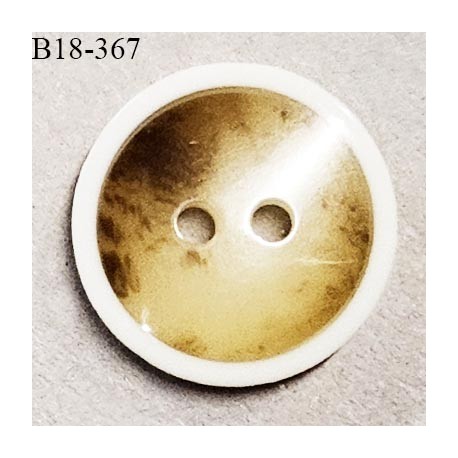 Bouton 18 mm couleur naturel beige et marron fabriqué en France 2 trous diamètre 18 mm épaisseur 3.5 mm prix au mètre