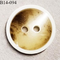 Bouton 14 mm couleur naturel beige et marron fabriqué en France 2 trous diamètre 14 mm épaisseur 3.5 mm prix à la pièce