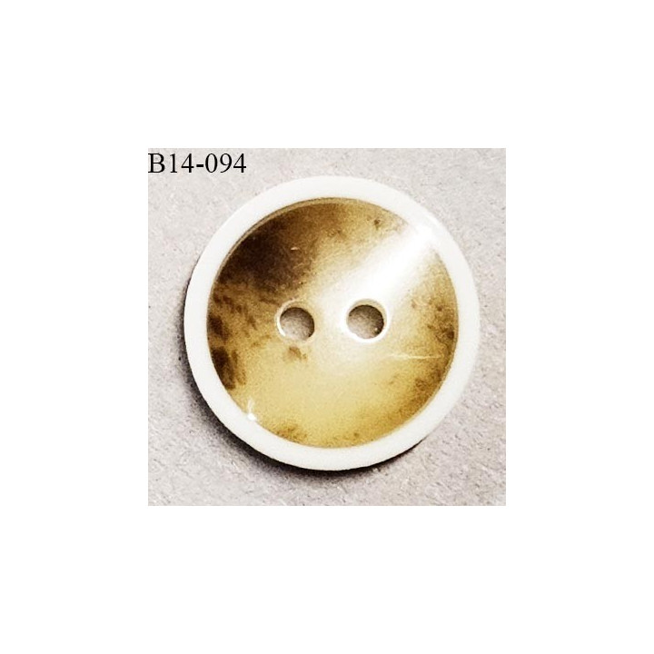 Bouton 14 mm couleur naturel beige et marron fabriqué en France 2 trous diamètre 14 mm épaisseur 3.5 mm prix au mètre