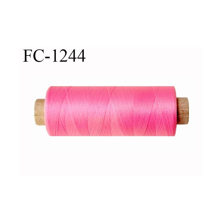 Bobine de fil 500 m mousse polyester n° 110 polyester couleur rose malabar longueur 500  mètres bobiné en France