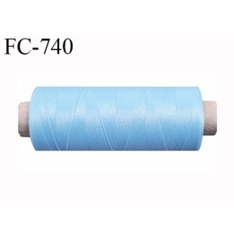 Bobine de fil 500 m mousse polyester n° 110 polyester couleur bleu ciel longueur 500  mètres bobiné en France