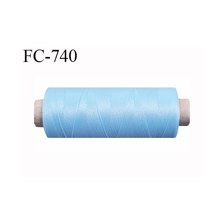 Bobine de fil 500 m mousse polyester n° 110 polyester couleur bleu ciel longueur 500  mètres bobiné en France