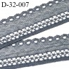 Dentelle 32 mm haut de gamme lycra extensible couleur gris bleuté largeur 32 mm prix au mètre