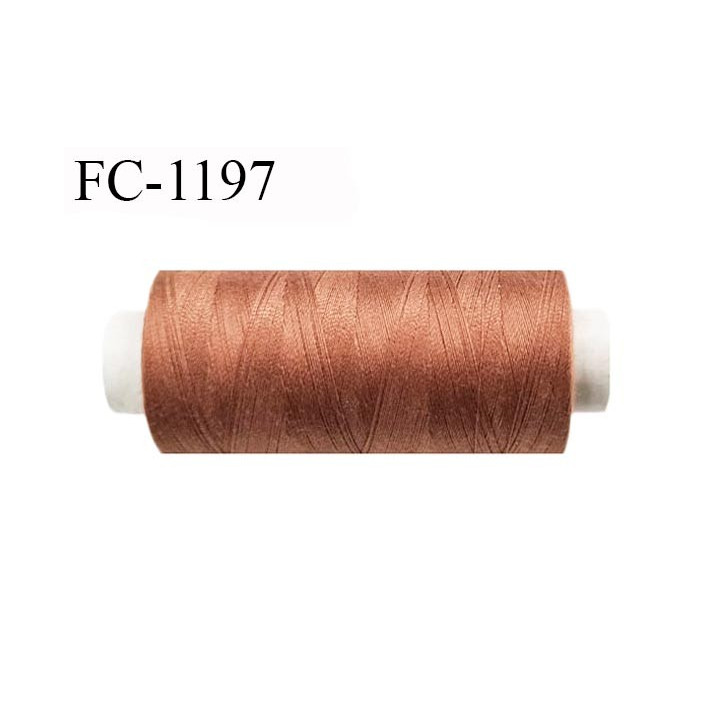 Cone 500 m fil polyester fil n°80 couleur marron clair cuivre longueur du cone 500 mètres bobiné en France certifié oeko tex