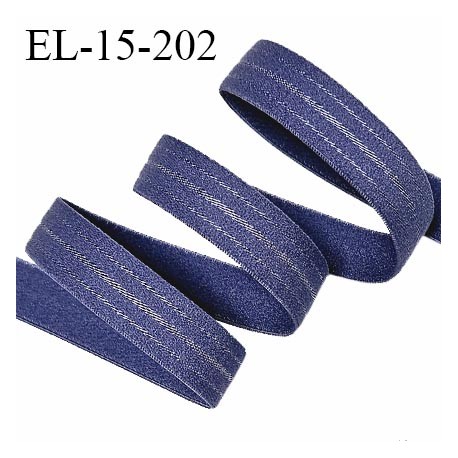 Elastique 15 mm lingerie haut de gamme couleur bleu gris bonne élasticité allongement +70% prix au mètre