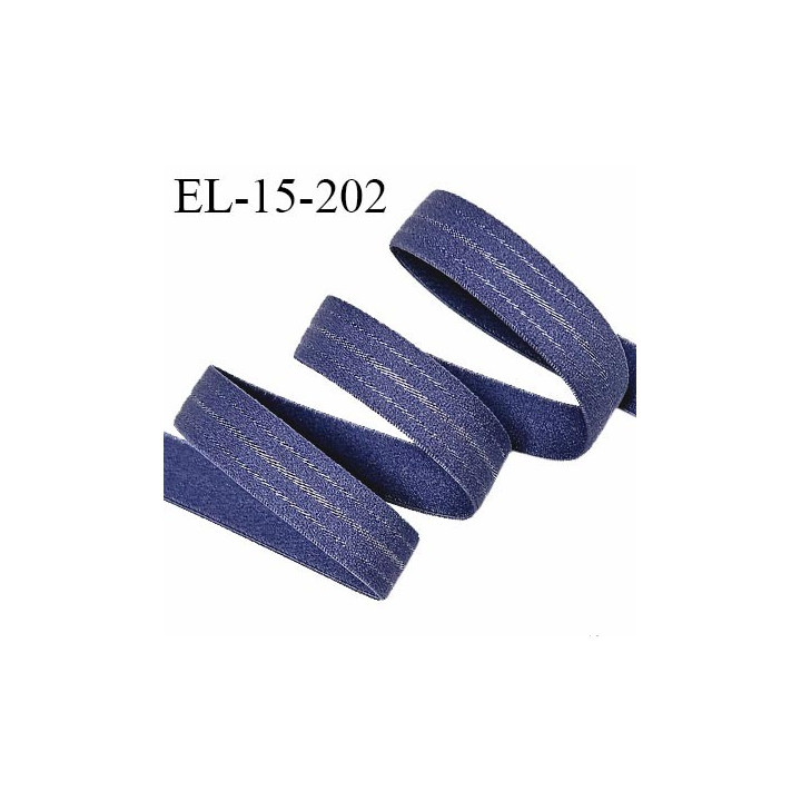 Elastique 15 mm lingerie haut de gamme couleur bleu gris bonne élasticité allongement +70% prix au mètre