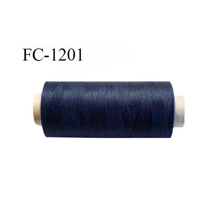Cone 500 m fil polyester fil n°80 couleur bleu jeans longueur du cone 500 mètres bobiné en France certifié oeko tex