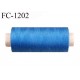 Cone 500 m fil polyester fil n°80 couleur bleu lumineux longueur du cone 500 mètres bobiné en France certifié oeko tex