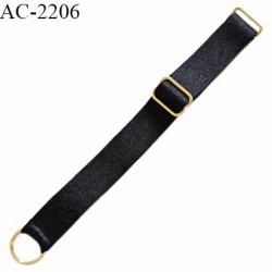 Bretelle lingerie SG 15 mm très haut de gamme couleur noir avec 2 barrettes et 1 anneau couleur or prix à la pièce