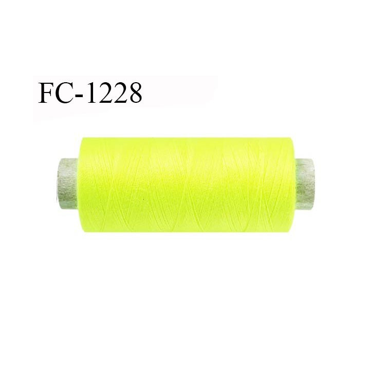 Cone 500 m fil polyester fil n°80 couleur jaune fluo longueur du cone 500 mètres bobiné en France certifié oeko tex