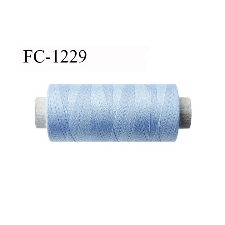 Cone 500 m fil polyester fil n°80 couleur bleu clair longueur du cone 500 mètres bobiné en France certifié oeko tex