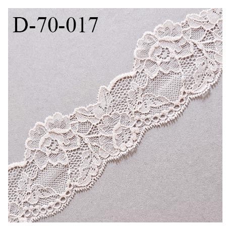 Dentelle brodée 7 cm extensible haut de gamme couleur rose poudré largeur 7 cm prix pour 1 mètre de longueur