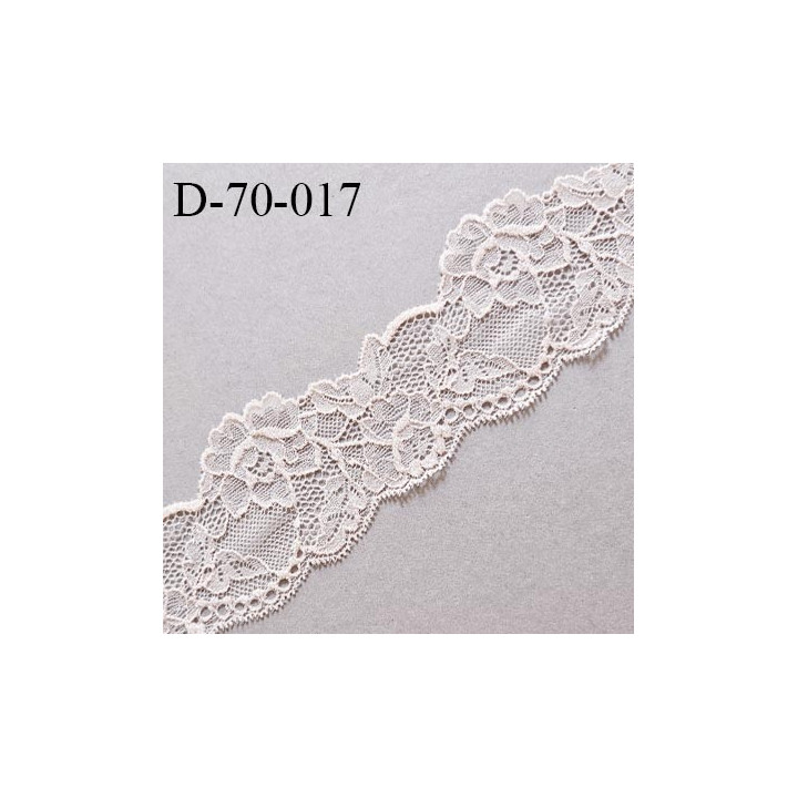 Dentelle brodée 7 cm extensible haut de gamme couleur rose poudré largeur 7 cm prix pour 1 mètre de longueur