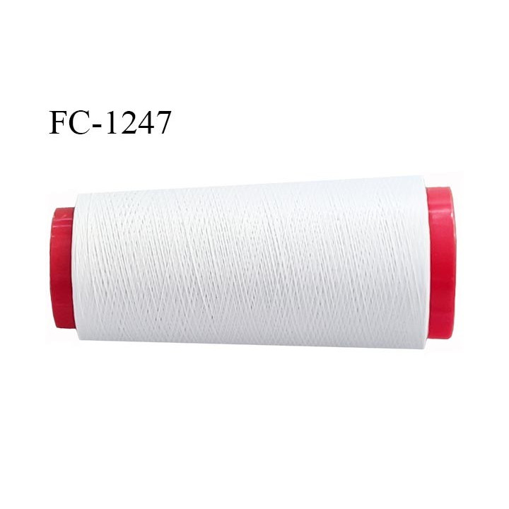Cone 1000 mètres de fil mousse polyester  fil n° 80 haut de gamme couleur blanc optique bobiné en France