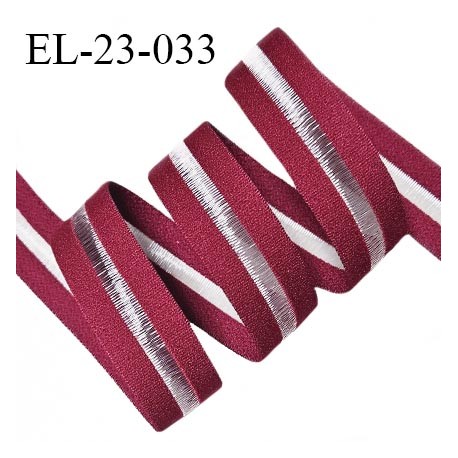 Elastique entre deux 22 mm lingerie haut de gamme couleur bordeaux et centre nylon prix au mètre