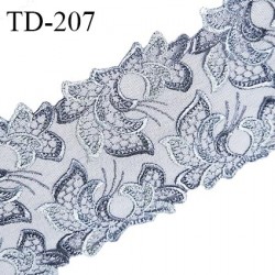 Dentelle broderie 11 cm haut de gamme largeur 11 cm couleur gris bleuté prix pour un mètre