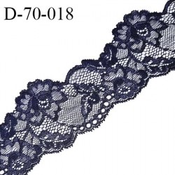 Dentelle brodée 7 cm extensible haut de gamme couleur bleu tirant sur le violet largeur 7 cm prix pour 1 mètre de longueur