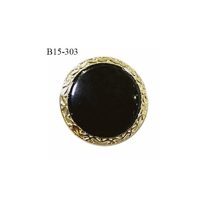 Bouton 15 mm couleur doré et noir fabriqué en France épaisseur 3 mm prix à l'unité