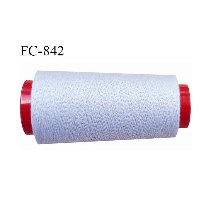 Cône 5000 m fil Polyester n° 120 couleur gris clair  longueur 2000 mètres fil européen bobiné en France certifié oeko tex