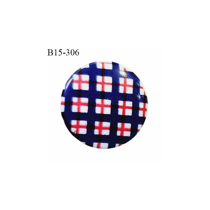Bouton 15 mm en pvc couleur rouge blanc et bleu fabriqué en France diamètre 15 mm épaisseur 2 mm prix à l'unité
