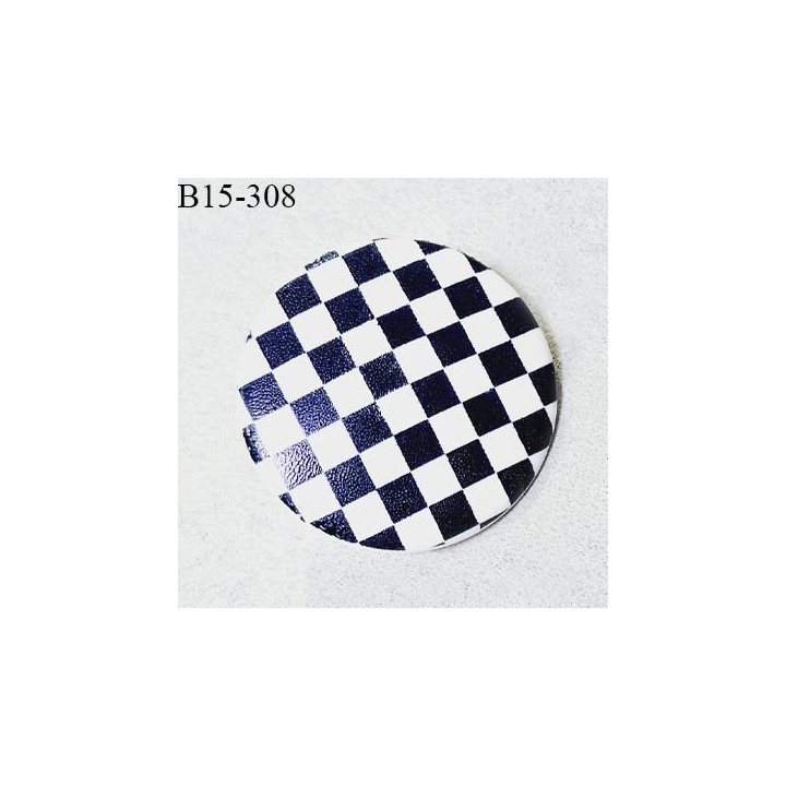 Bouton 15 mm en pvc couleur bleu et blanc motif damier fabriqué en France diamètre 15 mm épaisseur 3 mm prix à l'unité