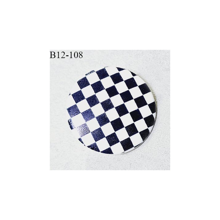 Bouton 12 mm en pvc couleur bleu et blanc motif damier fabriqué en France diamètre 12 mm épaisseur 3 mm prix à l'unité
