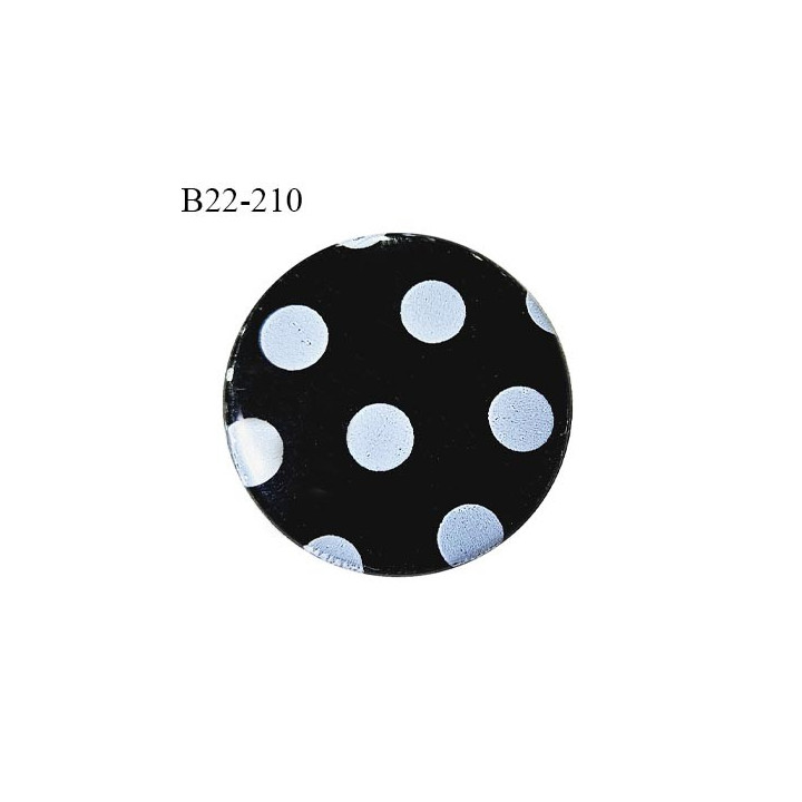 Bouton 22 mm en pvc couleur noir à pois gris fabriqué en France diamètre 22 mm épaisseur 3 mm prix à l'unité