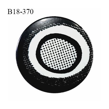 Bouton 18 mm couleur noir et blanc fabriqué en France accroche avec un anneau diamètre 18 mm épaisseur 3 mm prix à la pièce