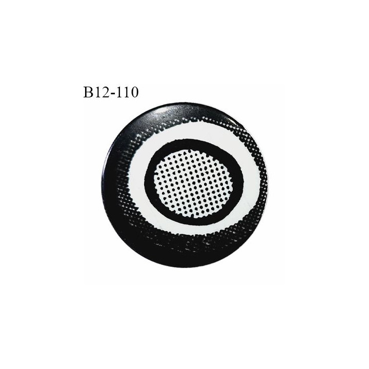 Bouton 12 mm en pvc couleur noir et blanc fabriqué en France diamètre 12 mm épaisseur 3 mm prix à l'unité