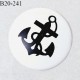 Bouton 20 mm en pvc couleur blanc avec motif ancre marine couleur noir fabriqué en France diamètre 20 mm prix à l'unité