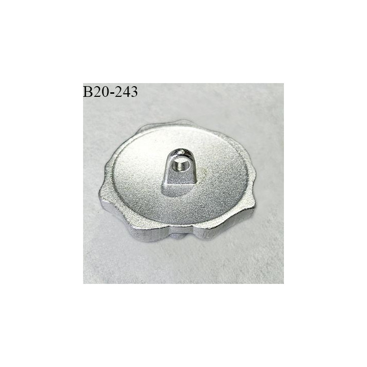 Bouton 20 mm en forme de rose en métal couleur argent fabriqué en France accroche avec un anneau prix à l'unité