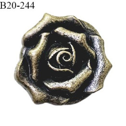 Bouton 20 mm en forme de rose en métal couleur laiton vieilli fabriqué en France accroche avec un anneauprix à l'unité