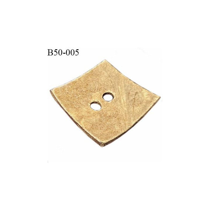 Bouton 50 mm en bois de coco naturel en forme de carré largeur 50 mm 2 trous prix à la pièce