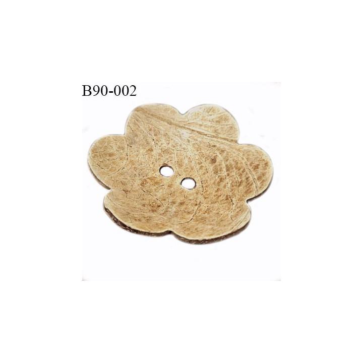 Bouton 90 mm en bois de coco naturel en forme de fleur largeur 90 mm 2 trous prix à la pièce