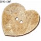 Bouton 90 mm en bois de coco naturel en forme de coeur largeur 90 mm 2 trous prix à la pièce