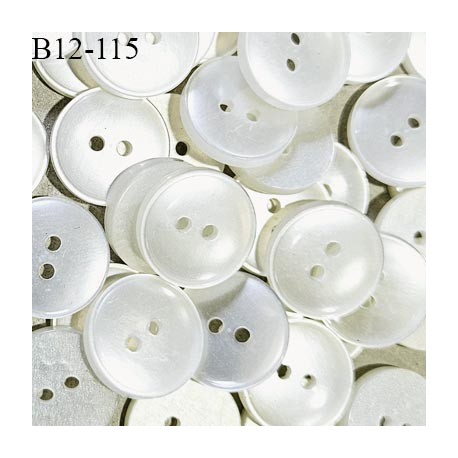 Bouton 12 mm en pvc couleur naturel brillant effet nacré fabriqué en France 2 trous prix à la pièce