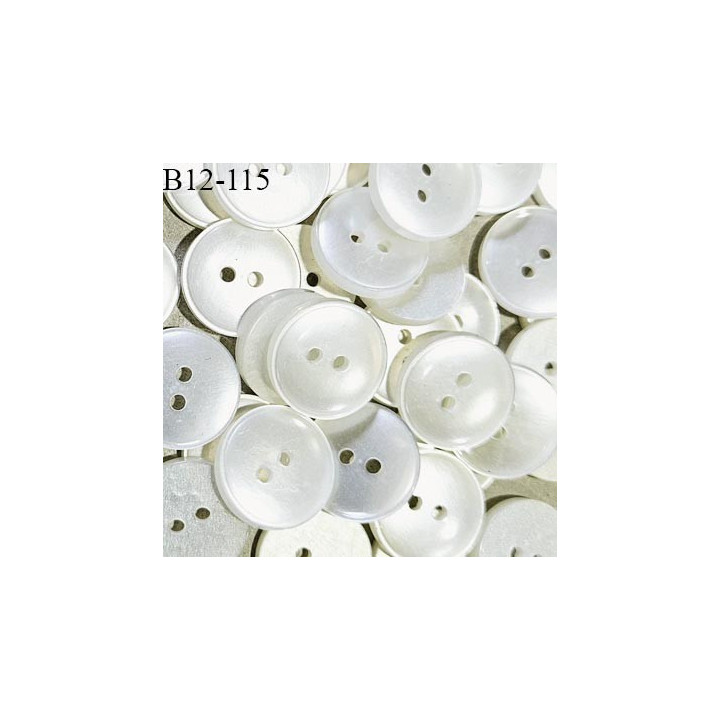 Bouton 12 mm en pvc couleur naturel brillant effet nacré fabriqué en France 2 trous prix à la pièce