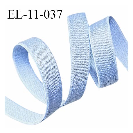 Elastique 11 mm lingerie couleur bleu pastel brillant allongement +60% largeur 11 mm prix au mètre