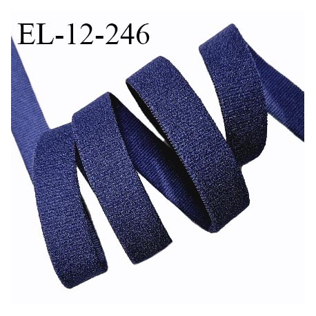 Elastique 12 mm lingerie couleur bleu nuit très doux au toucher style velours allongement +160% haut de gamme prix au mètre