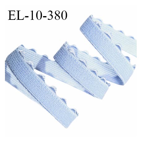 Elastique picot lingerie 10 mm haut de gamme couleur bleu pastel largeur 10 mm + 2 mm de picots allongement + 150% prix au mètre