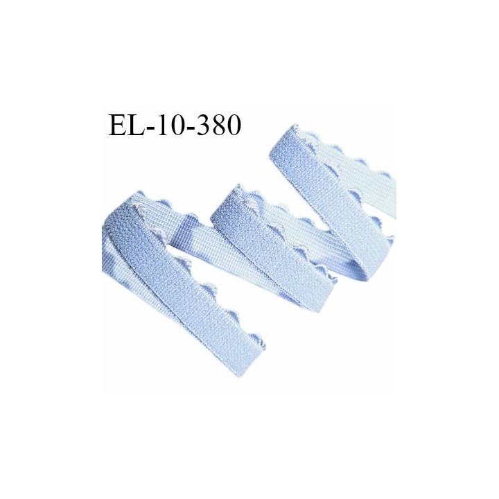 Elastique picot lingerie 10 mm haut de gamme couleur bleu pastel largeur 10 mm + 2 mm de picots allongement + 150% prix au mètre