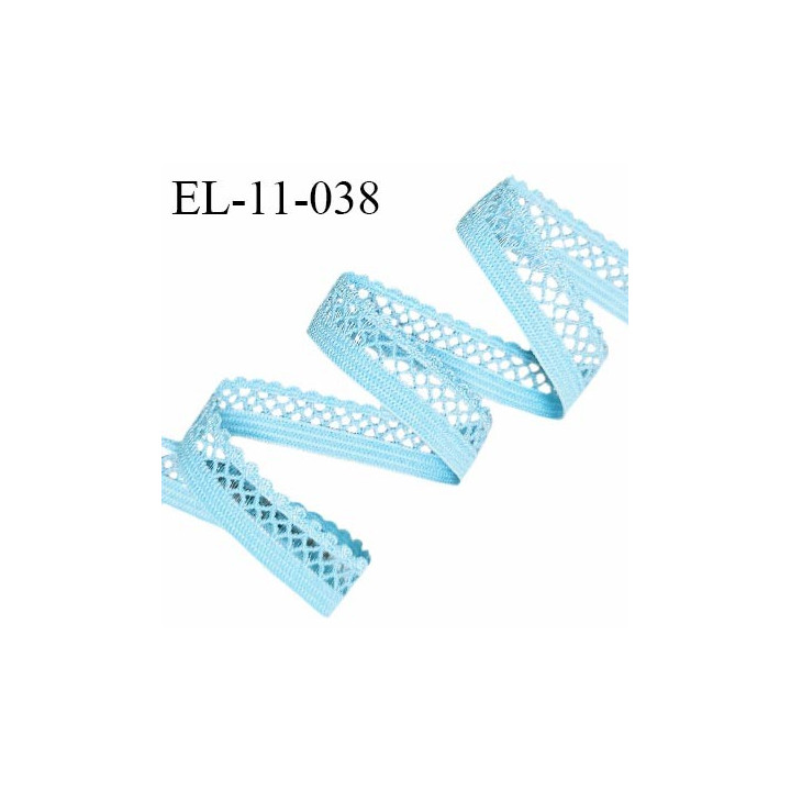 Elastique picot 11 mm haut de gamme couleur bleu haut de gamme largeur 11 mm allongement +160% prix au mètre