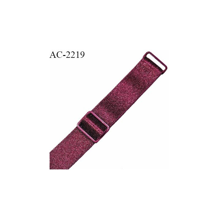 Bretelle lingerie SG 14 mm très haut de gamme avec 2 barrettes couleur grenat brillant prix à la pièce