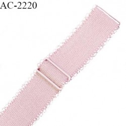 Bretelle lingerie picot SG 18 mm très haut de gamme avec 2 barrettes couleur rose poudré ou vieux rose clair prix à la pièce