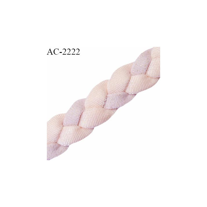 Bretelle 15 mm lingerie et bain tresse spaghetti extensible couleur rose pâle et parme clair prix à la pièce