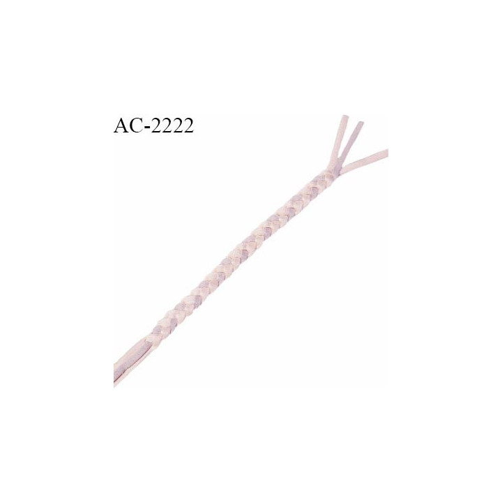Bretelle 15 mm lingerie et bain tresse spaghetti extensible couleur rose pâle et parme clair prix à la pièce