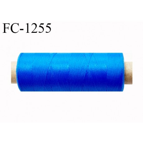 Bobine de fil 500 m mousse polyester n° 110 polyester couleur bleu lumineux longueur 500 mètres bobiné en France